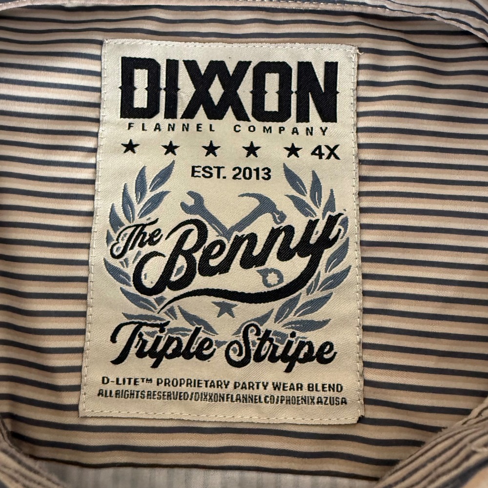 DIXXON Flannel Co The Benny Triple Stripe Shirt Mens 4XL Short Sleeve Button Up - Picture 2 of 8